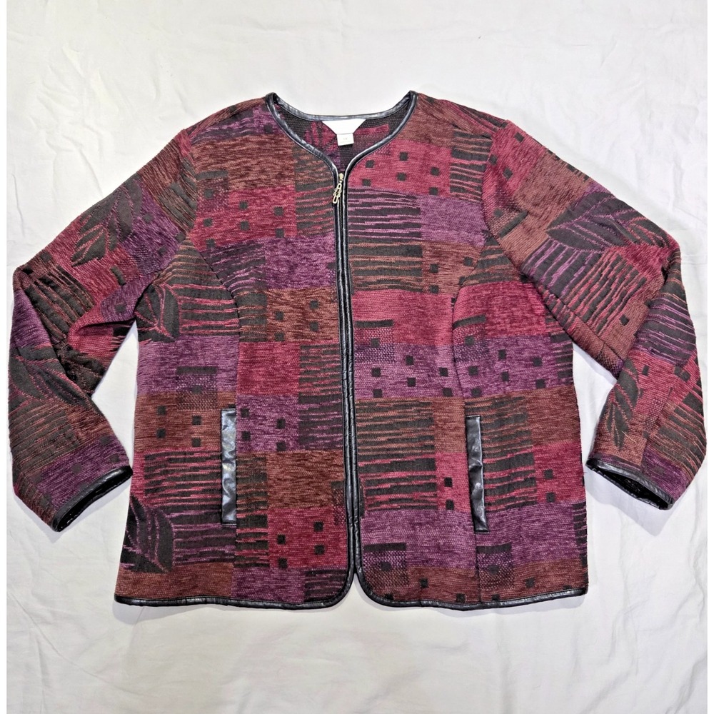 CJ Banks Christopher & Banks Womens Multicolored Full Zip Jacket Cardigan Sz 1X